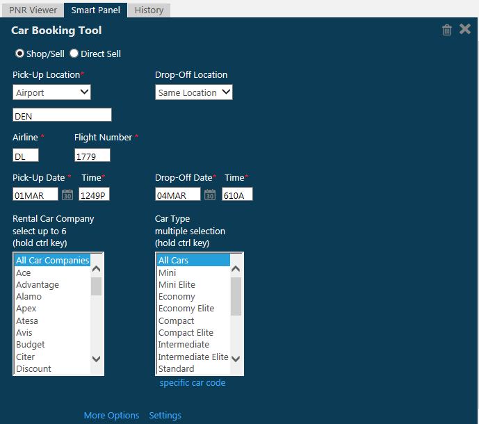 Car/Hotel Booking from Smartpoint