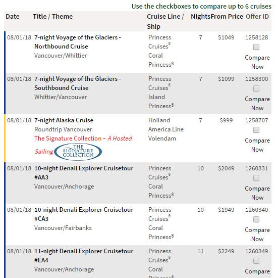 Cruise Finder Results