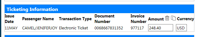 Custom Itinerary Dollar Amount