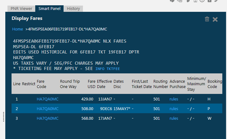 Historical Fares