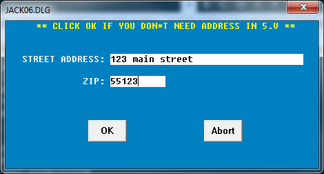 Jack Address Entry