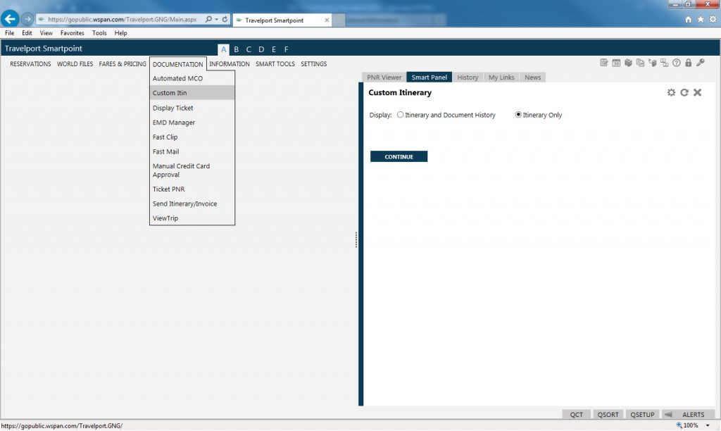 Worldspan Custom Itinerary